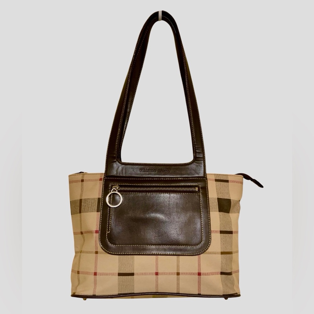 Franco Sarto Plaid Tan Brown Handbag LED
